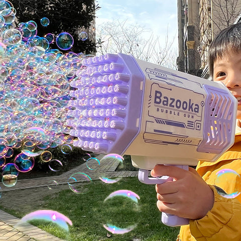 Bubble Gun Rocket 69 Holes Soap Bubbles Machine Gun Shape Automatic